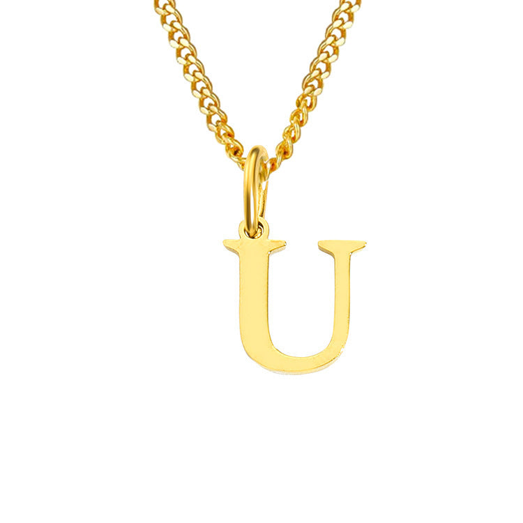 Letter U pendant necklace in gold-tone stainless steel