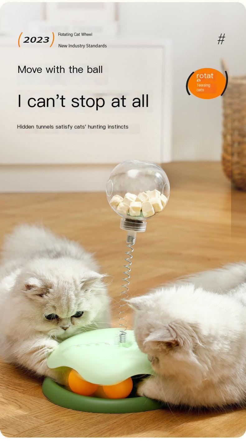 Cat Toy Leaky Ball with light green base, clear ball top, stainless spring